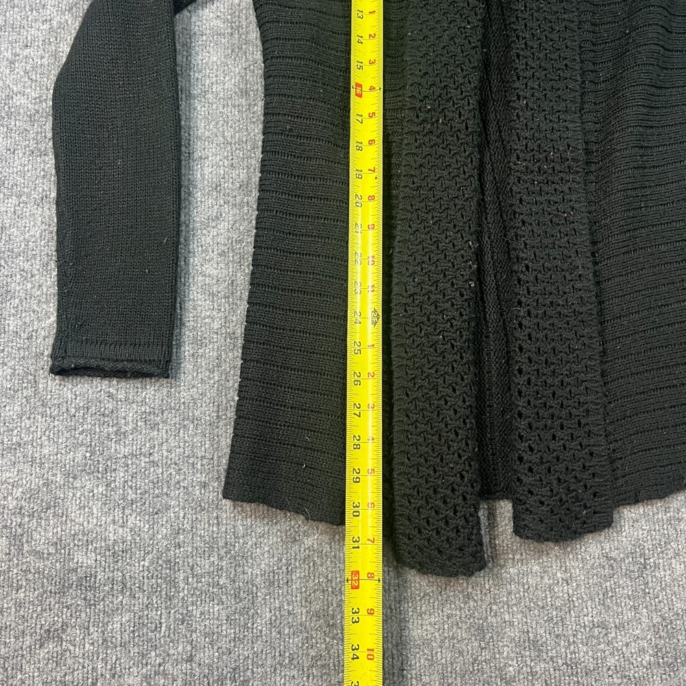 Keren Hart Cardigan Sweater Women Medium Black Cozy Knit Shawl Collar Open Front - Picture 5 of 11